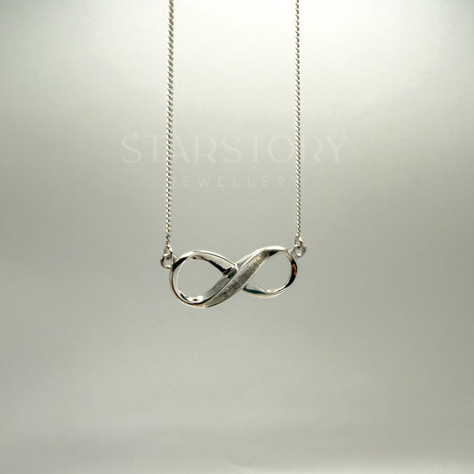 Infinity memorial necklace in sterling silver for ashes hair or fur