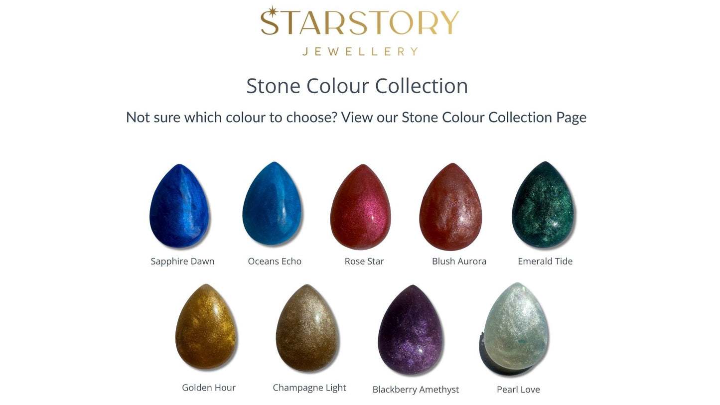 Starstory Jewellery stone colour collection  page. 
