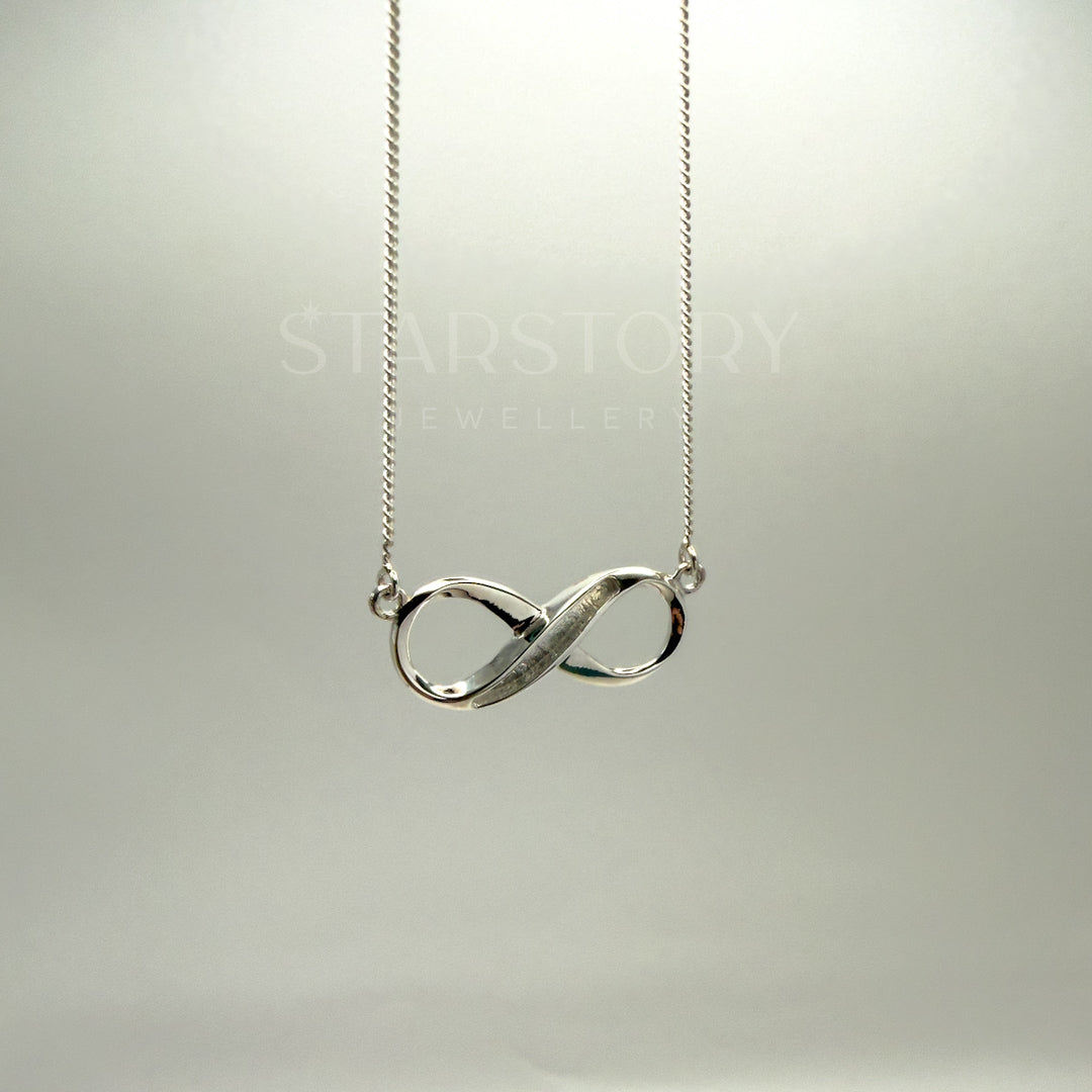 Infinity memorial necklace in sterling silver for ashes hair or fur