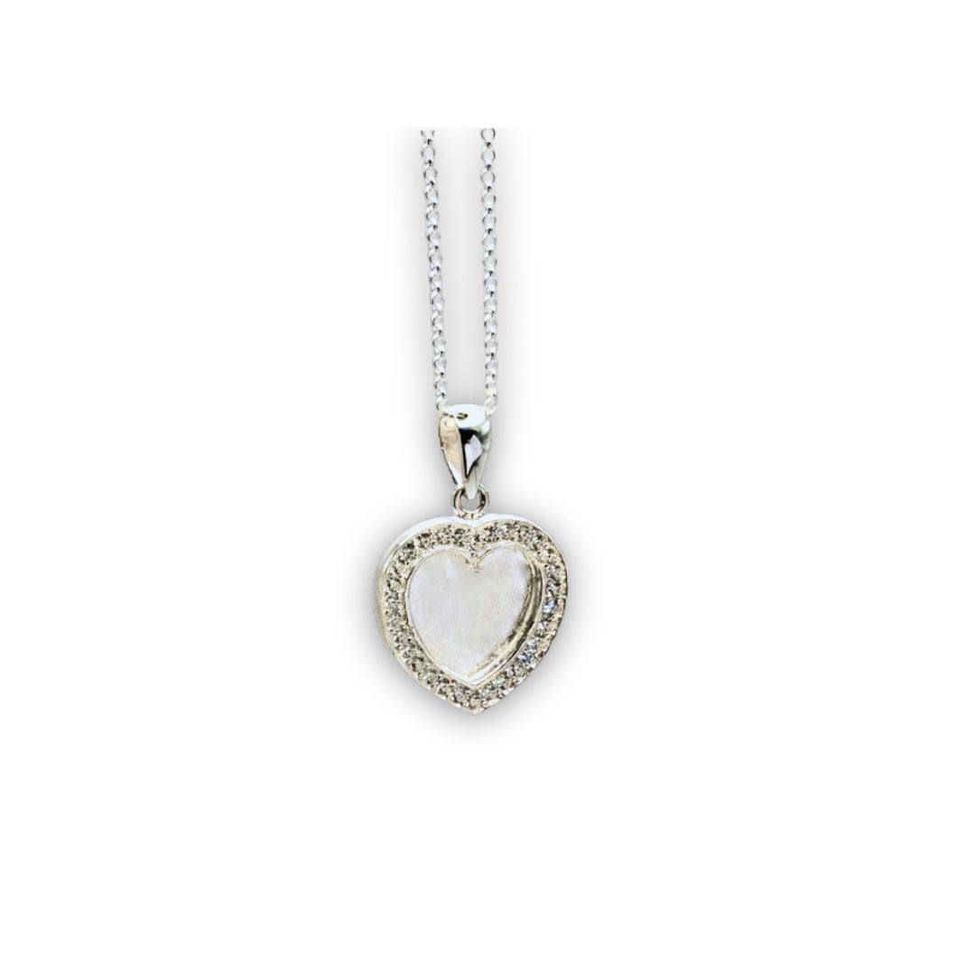 Heart-shaped pendant necklace on a white background