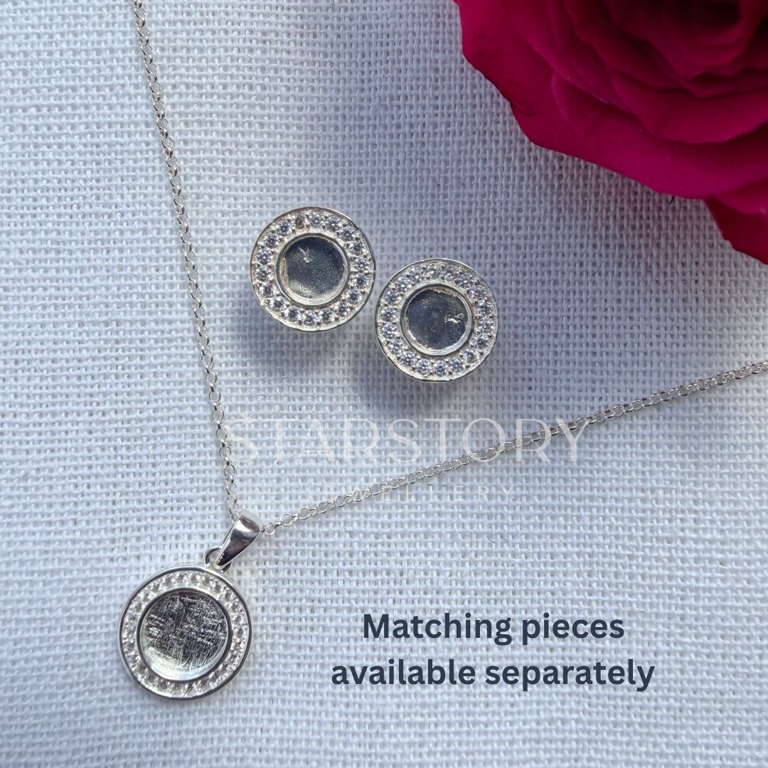 Starstory Jewellery classic round memorial stud earrings and necklace set with cubic zirconia 