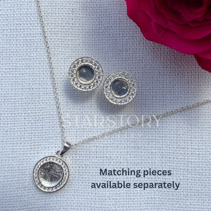 Starstory Jewellery classic round memorial stud earrings and necklace set with cubic zirconia 