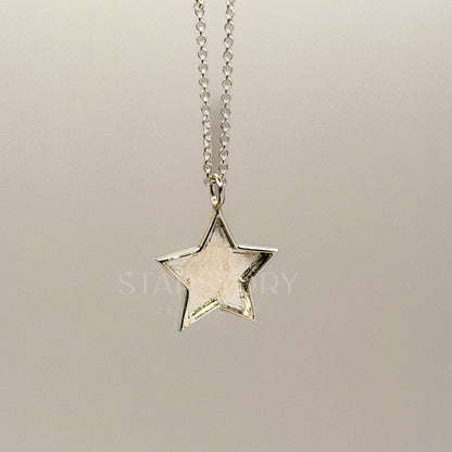 Star Memorial Necklace in sterling silver suitable for ash, hair or fur. 
