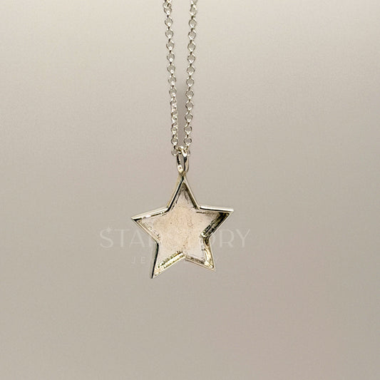 Star Memorial Necklace in sterling silver suitable for ash, hair or fur. 