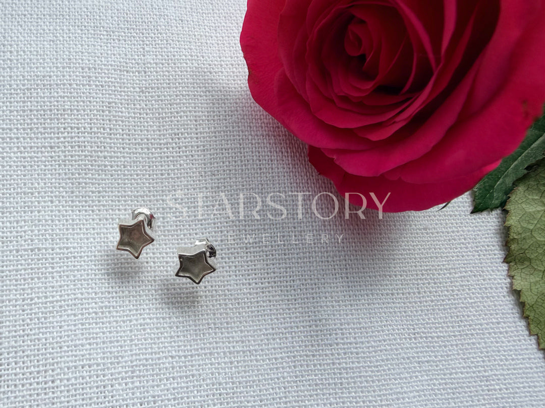 Star Memorial Stud Earrings in sterling silver for ash, hair or fur. 
